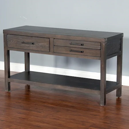 Rustic Sofa Table with 3 Drawers